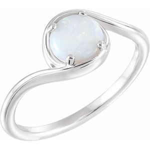 14K White Natural White Opal Bypass Ring