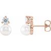 14K Rose Freshwater Cultured Pearl and .50 CTW Diamond Earrings Ref. 13449238