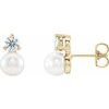 14K Yellow Freshwater Cultured Pearl and .125 CTW Diamond Earrings Ref. 14653499