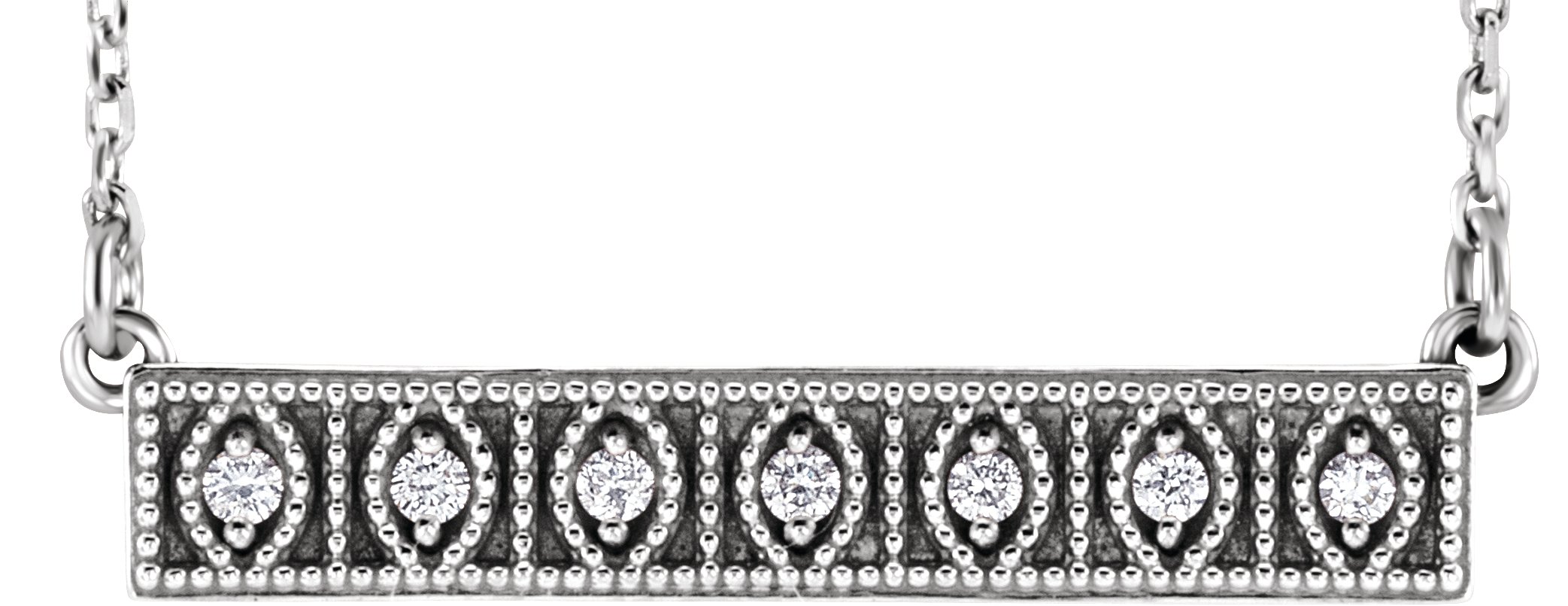 Sterling Silver .06 CTW Diamond Milgrain Bar 16 18 inch Necklace Ref. 13428869