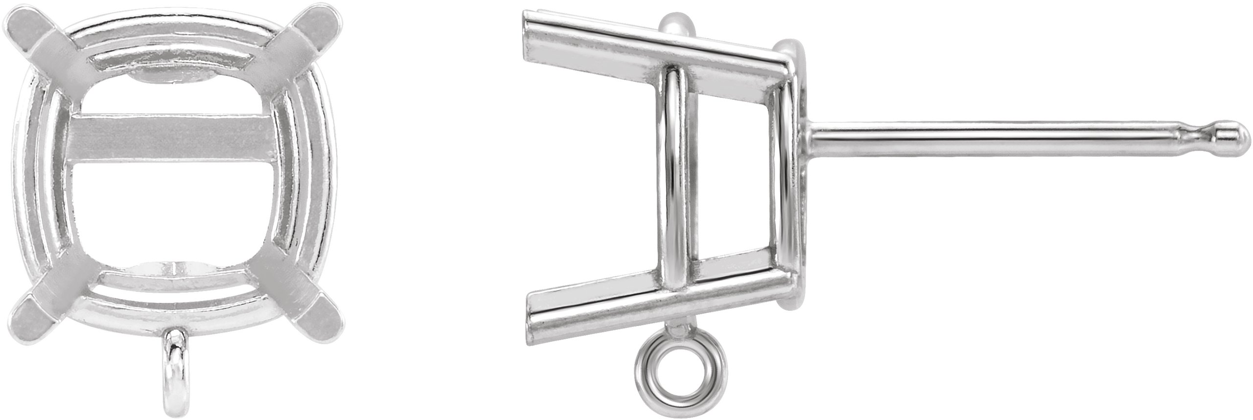 Cushion 4-Prong Earring Top