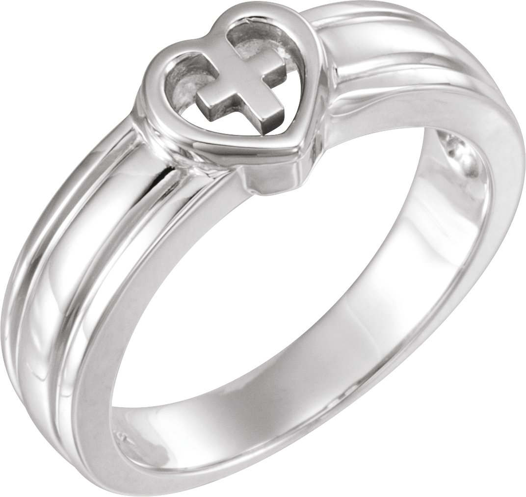 Continuum Sterling Silver Heart & Cross Ring