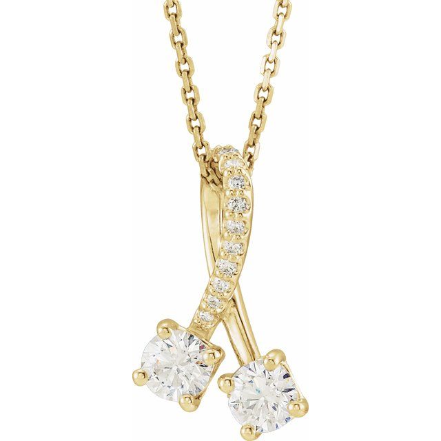 14K Yellow 1/2 CTW Natural Diamond 16-18" Necklace