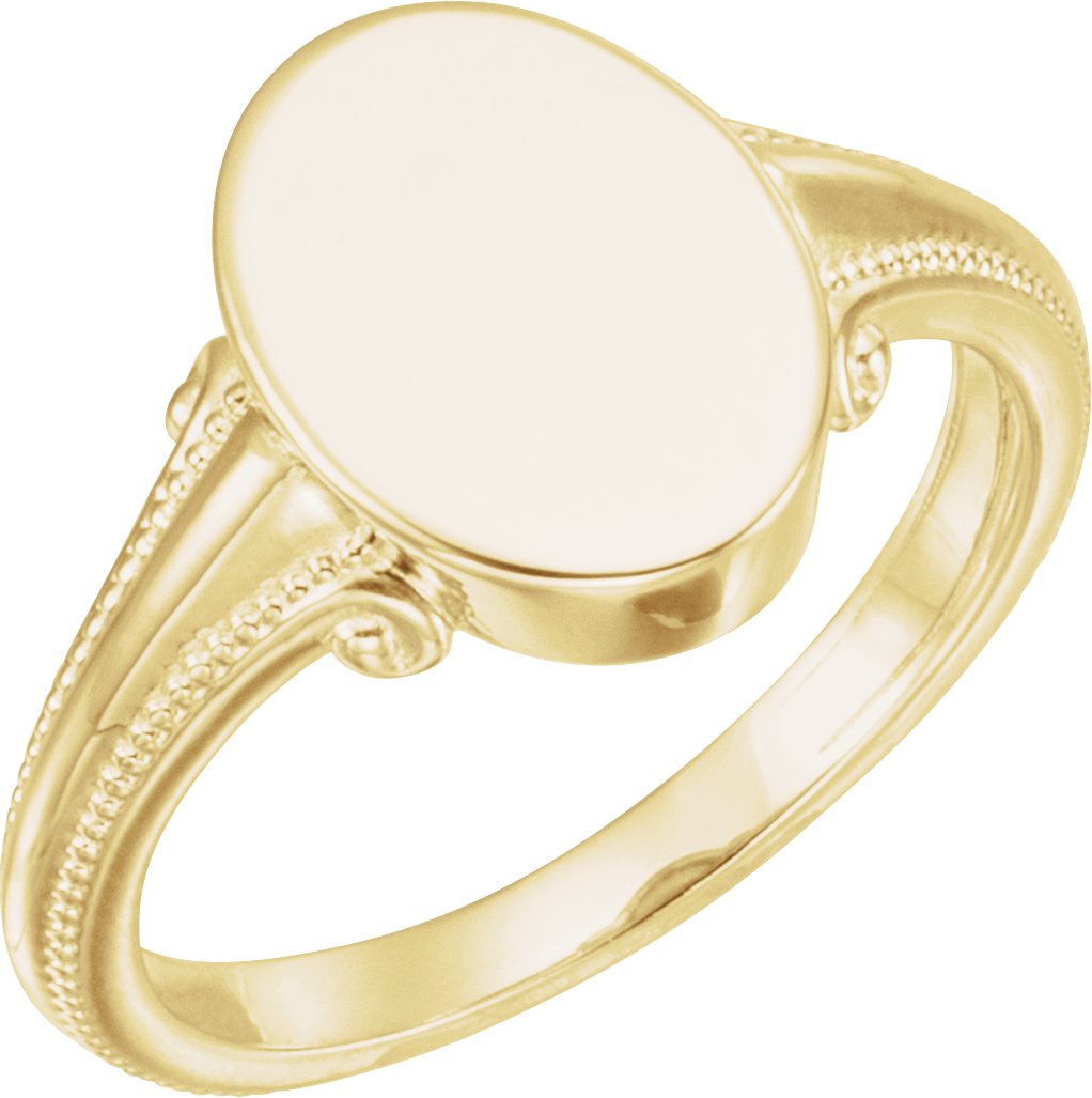 14K Yellow Oval Signet Ring