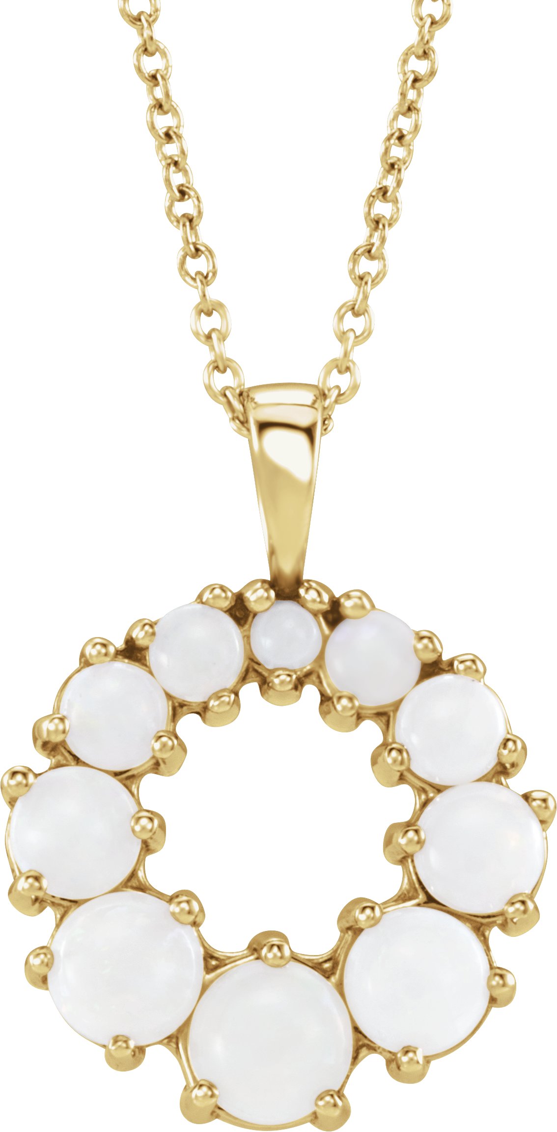 14K Yellow Natural Opal Halo-Style 18" Necklace 