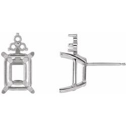 Emerald/Octagon 4-Prong Accented Earring Mounting