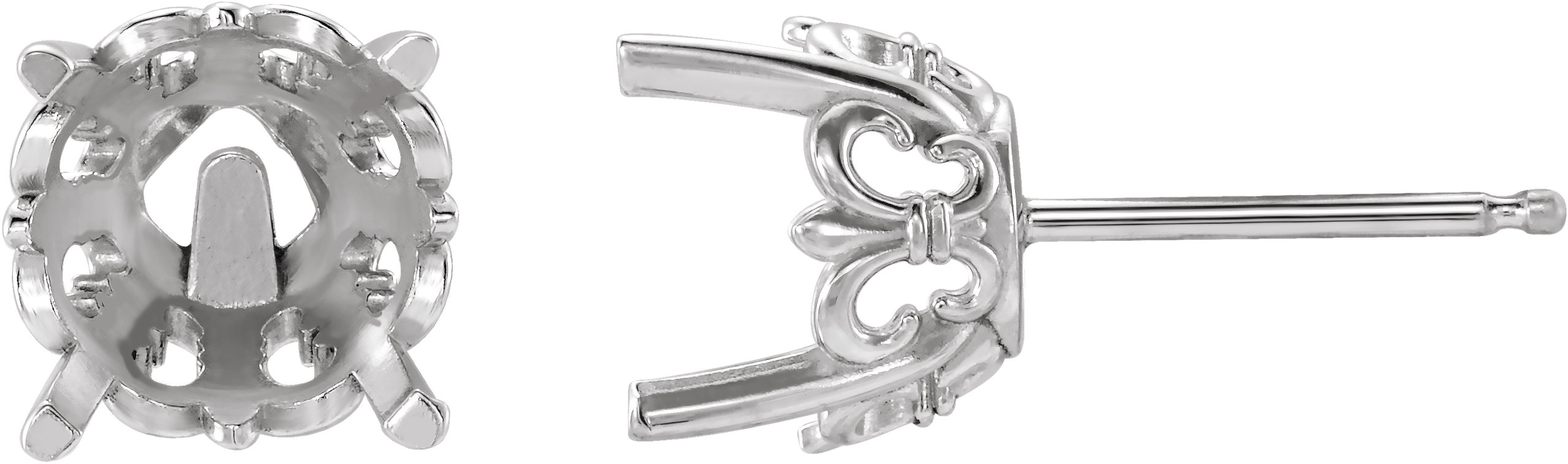 Round 4-Prong Fleur-de-lis Stud Earrings
