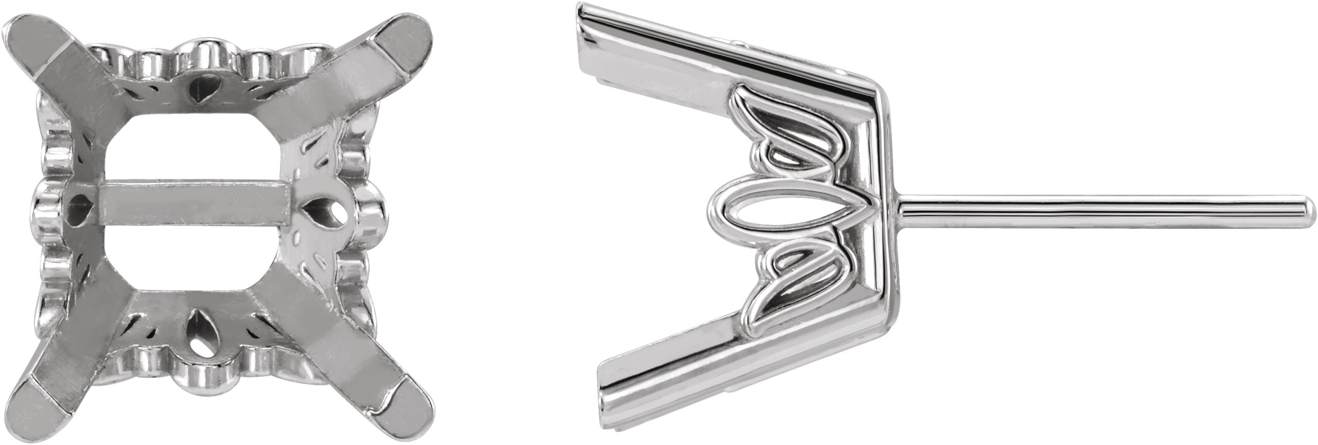 Square 4-Prong Scroll Setting® Stud Earrings