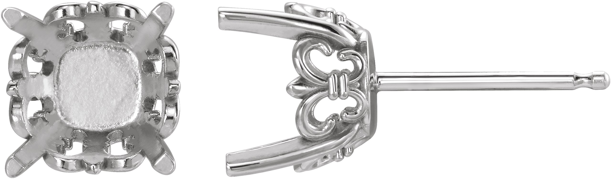 Cushion 4-Prong Fleur-de-lis Earrings
