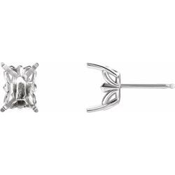 29021 / Sterling Silver / 6X4 Mm / Semi-Polished / 4 Prong Fleur De Lis Earring