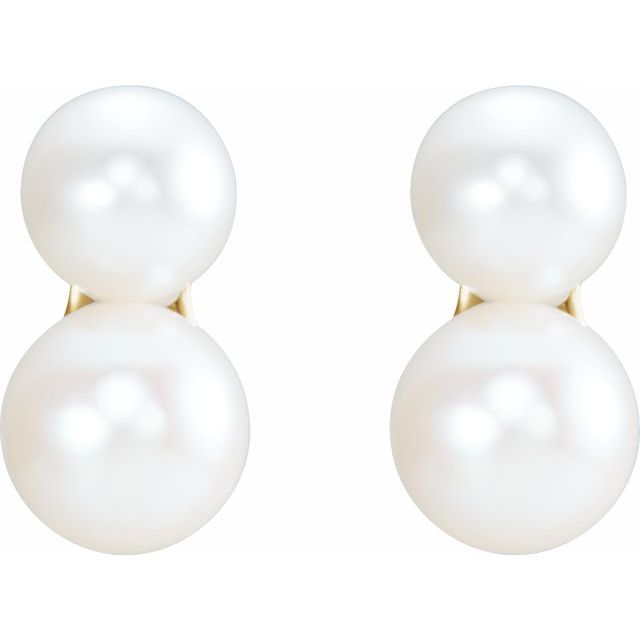 14K Yellow Freshwater Cultured Pearl Ear Climbers  