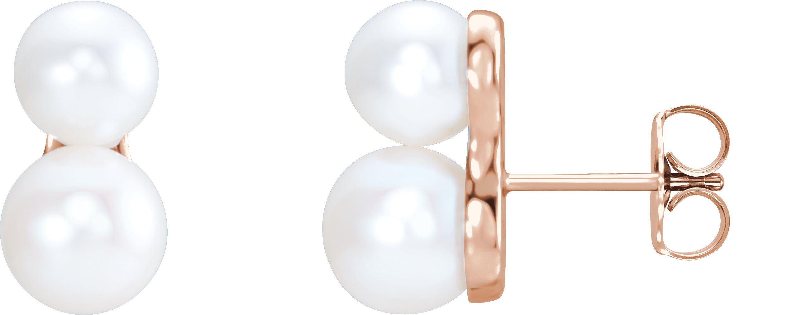 14K Rose Cultured White Freshwater Pearl Ear Climbers  