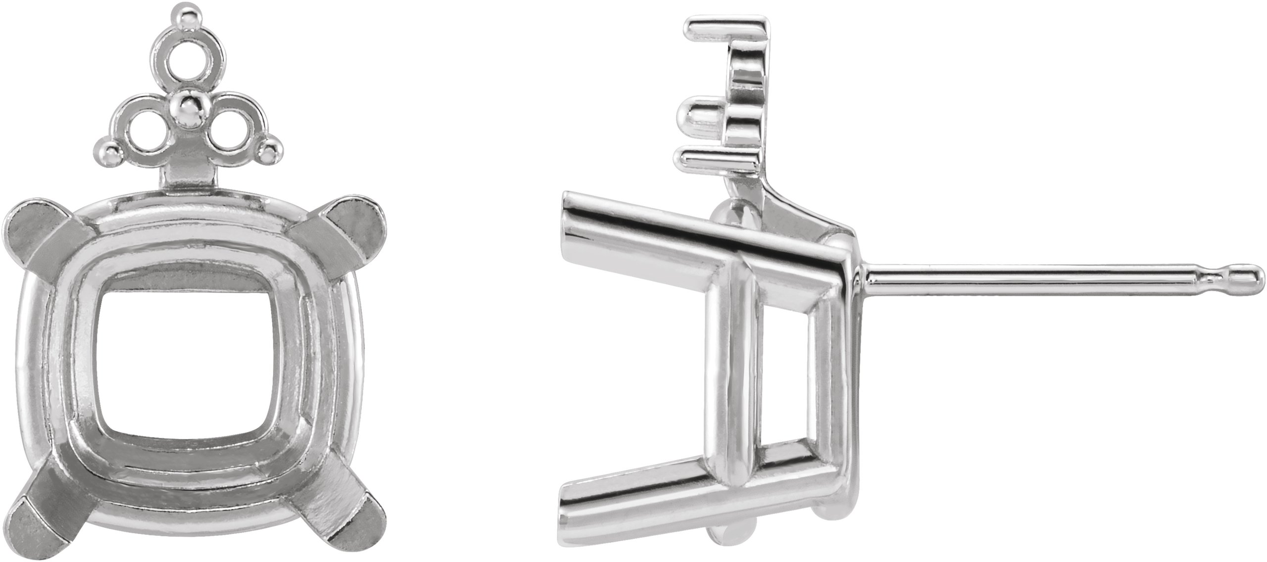 Cushion 4-Prong Accented Stud Earrings