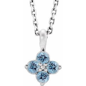 Sterling Silver Youth Imitation Aquamarine 16-18" Necklace