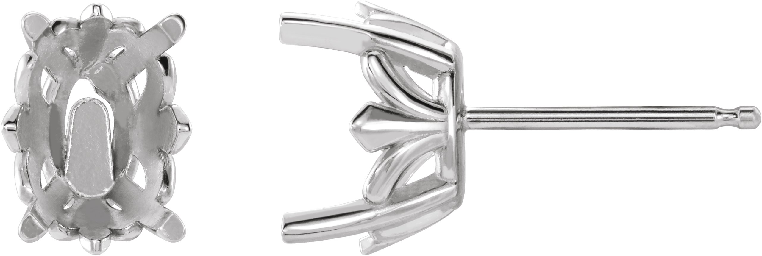 Oval 4-Prong Fleur-de-lis Earrings
