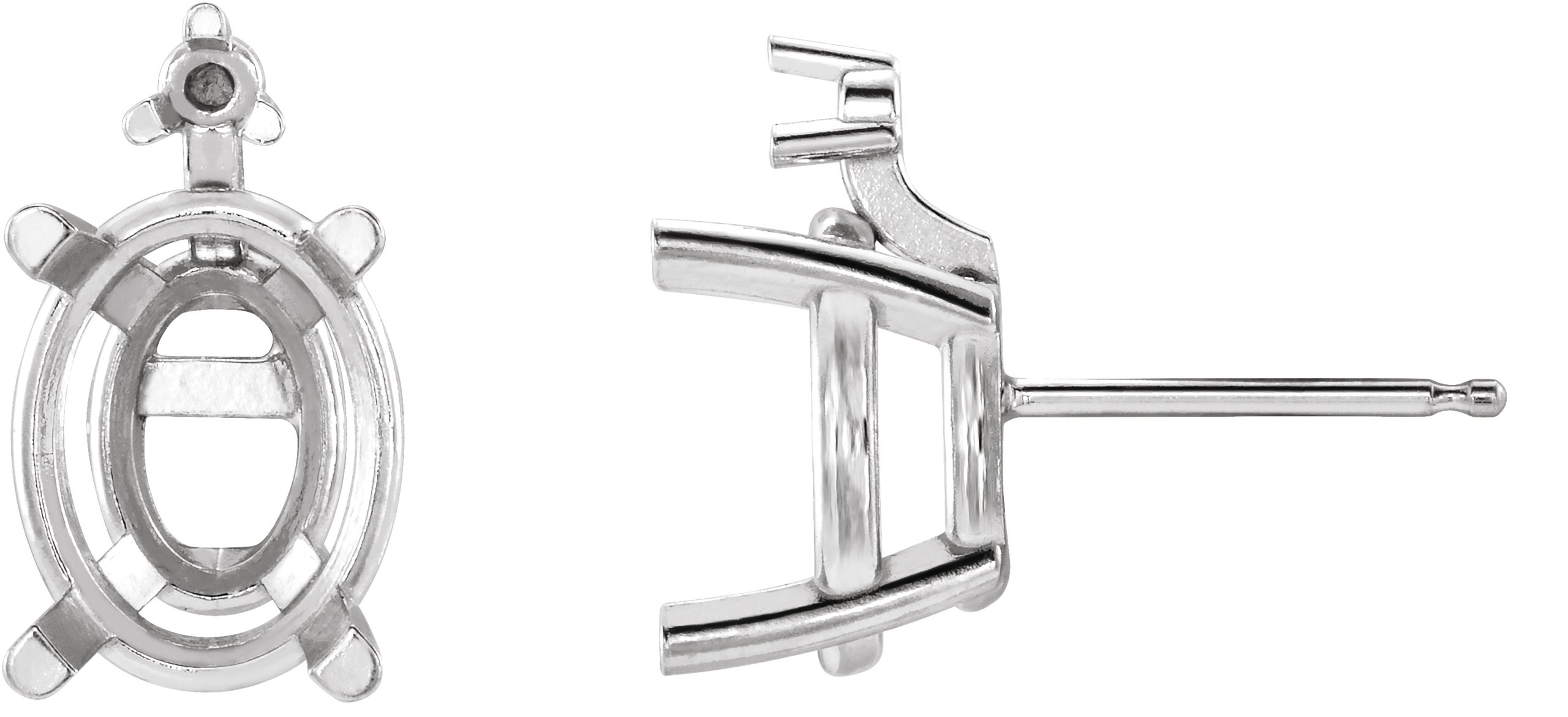 Oval 4-Prong Accented Stud Earrings