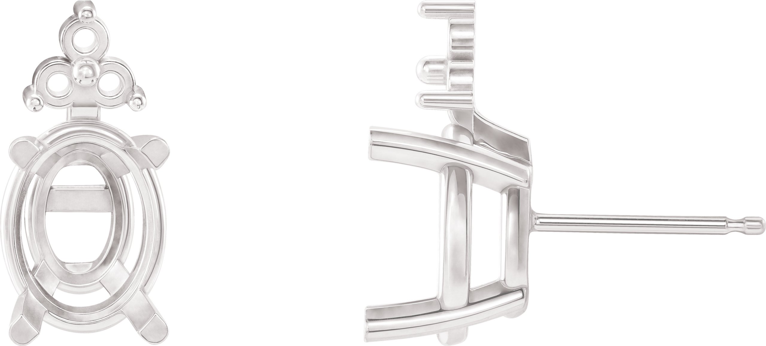 Oval 4-Prong Lightweight Accented Stud Earrings