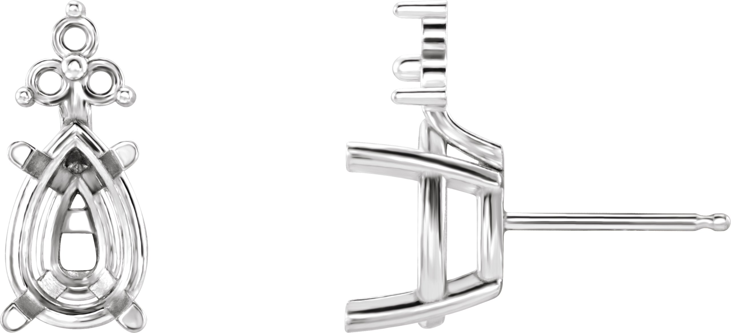Pear 4-Prong Lightweight Accented Stud Earrings