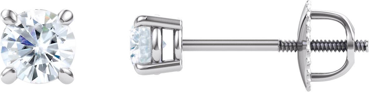 14K White 4 mm Round Forever One Created Moissanite Earrings Ref. 12886726