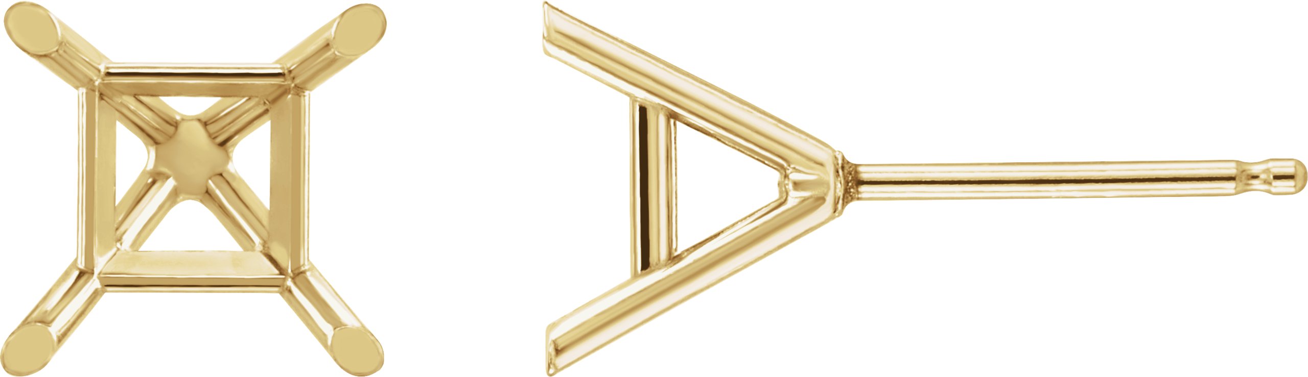 Square 4-Prong Cocktail-Style Stud Earrings