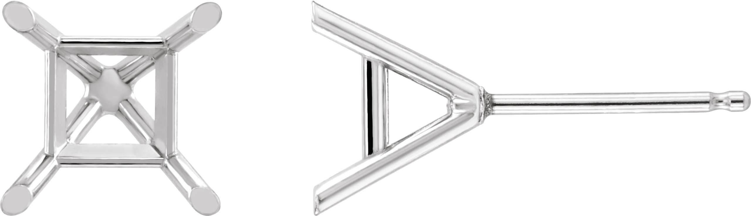 Square 4-Prong Cocktail-Style Stud Earrings