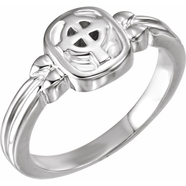 10K White Celtic-Inspired Cross Ring
