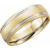 14K Yellow White 7 mm Grooved Band with Bead Blast Finish Size 11.5 Ref 2444411
