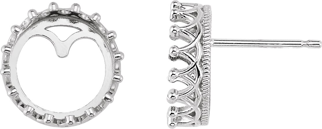 Round Cabochon Crown Earrings