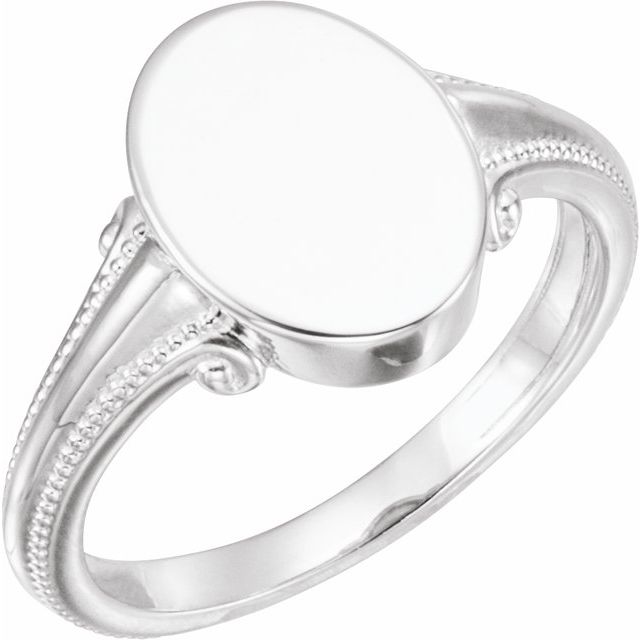 Sterling Silver 13x9.65 mm Oval Signet Ring