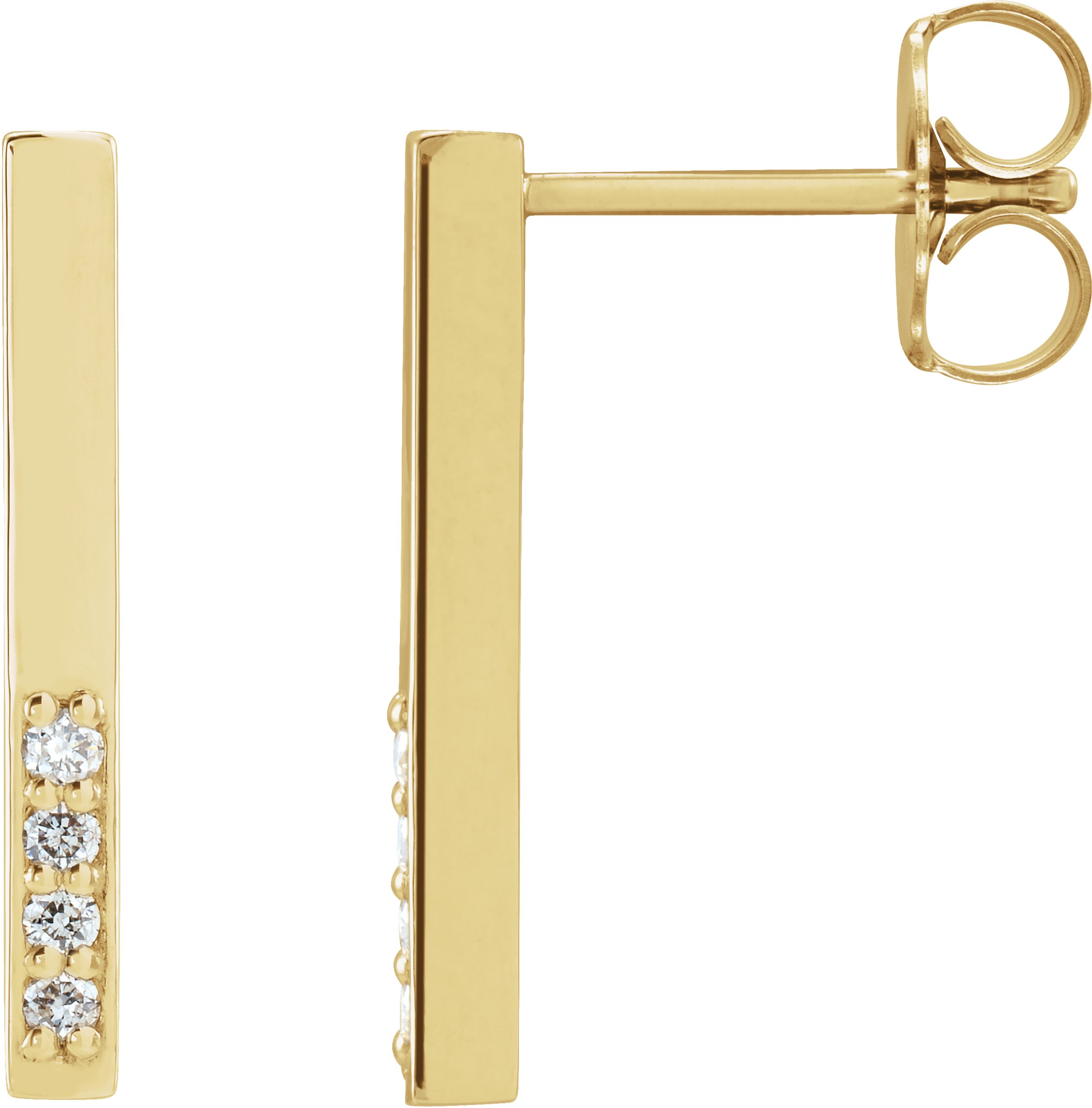 14K Yellow .07 CTW Natural Diamond Bar Earrings