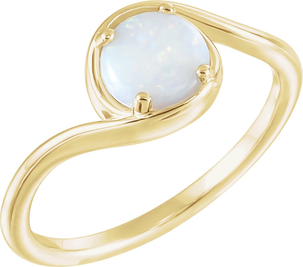 14K Yellow Natural Opal Bypass Ring