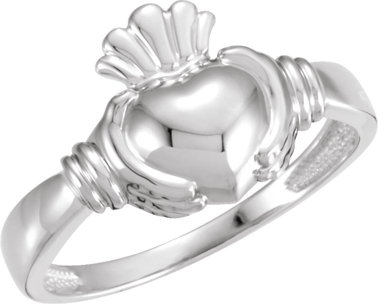 10K White Ladies Claddagh Ring Size 7