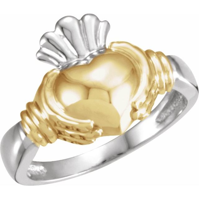 14K White/Yellow Claddagh Ring Size 11