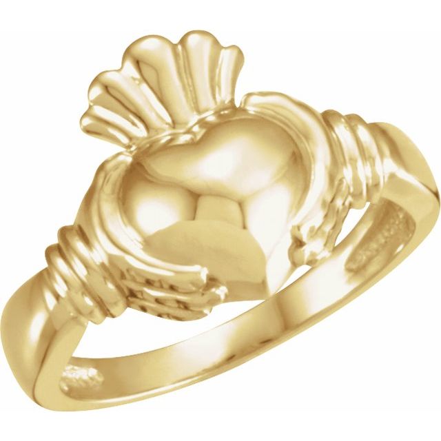 14K Yellow Claddagh Ring Size 7