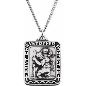 Sterling Silver 31.5x26 mm St. Christopher Medal 24 Necklace