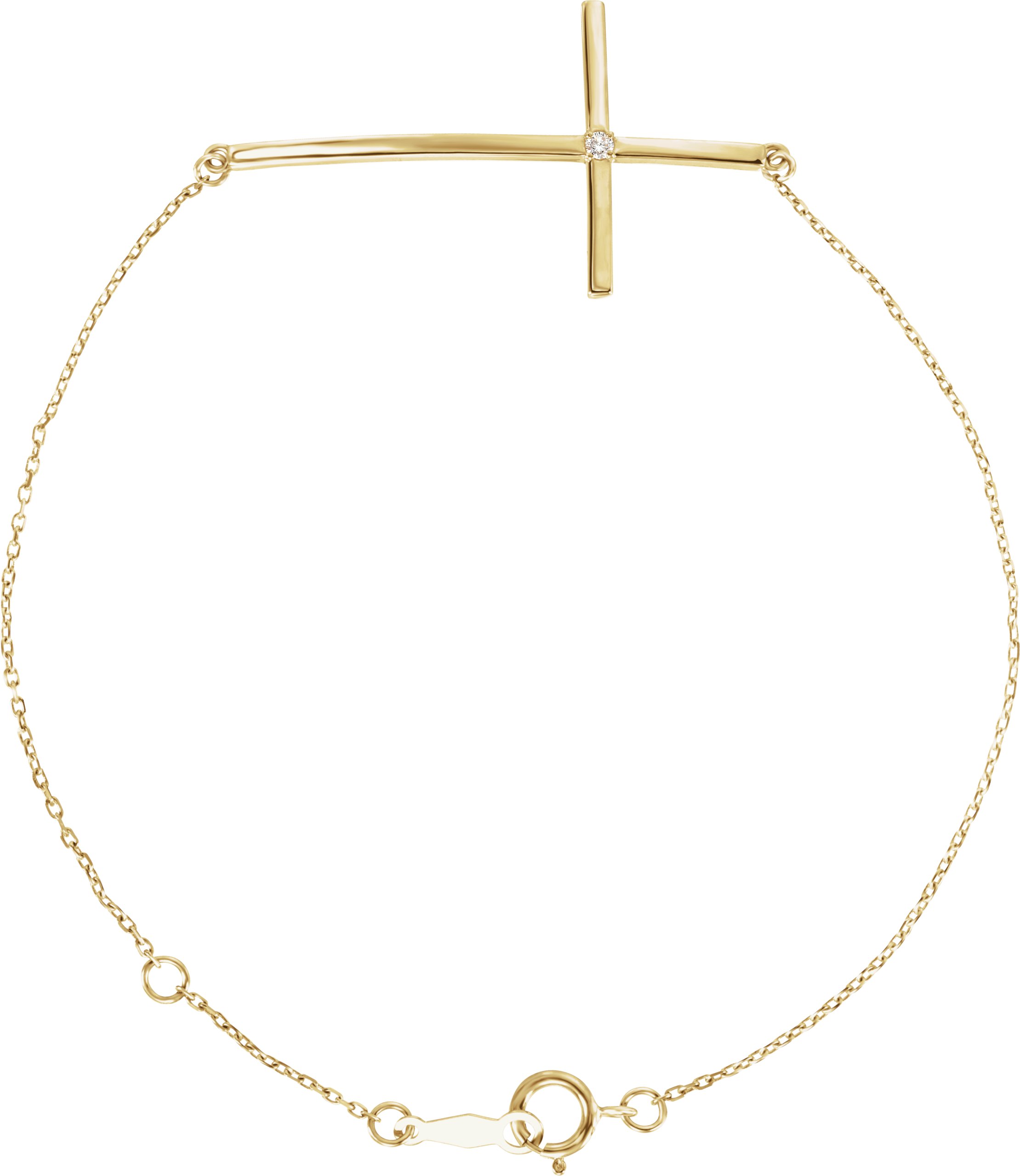 14K Yellow Diamond Sideways Cross Bracelet  