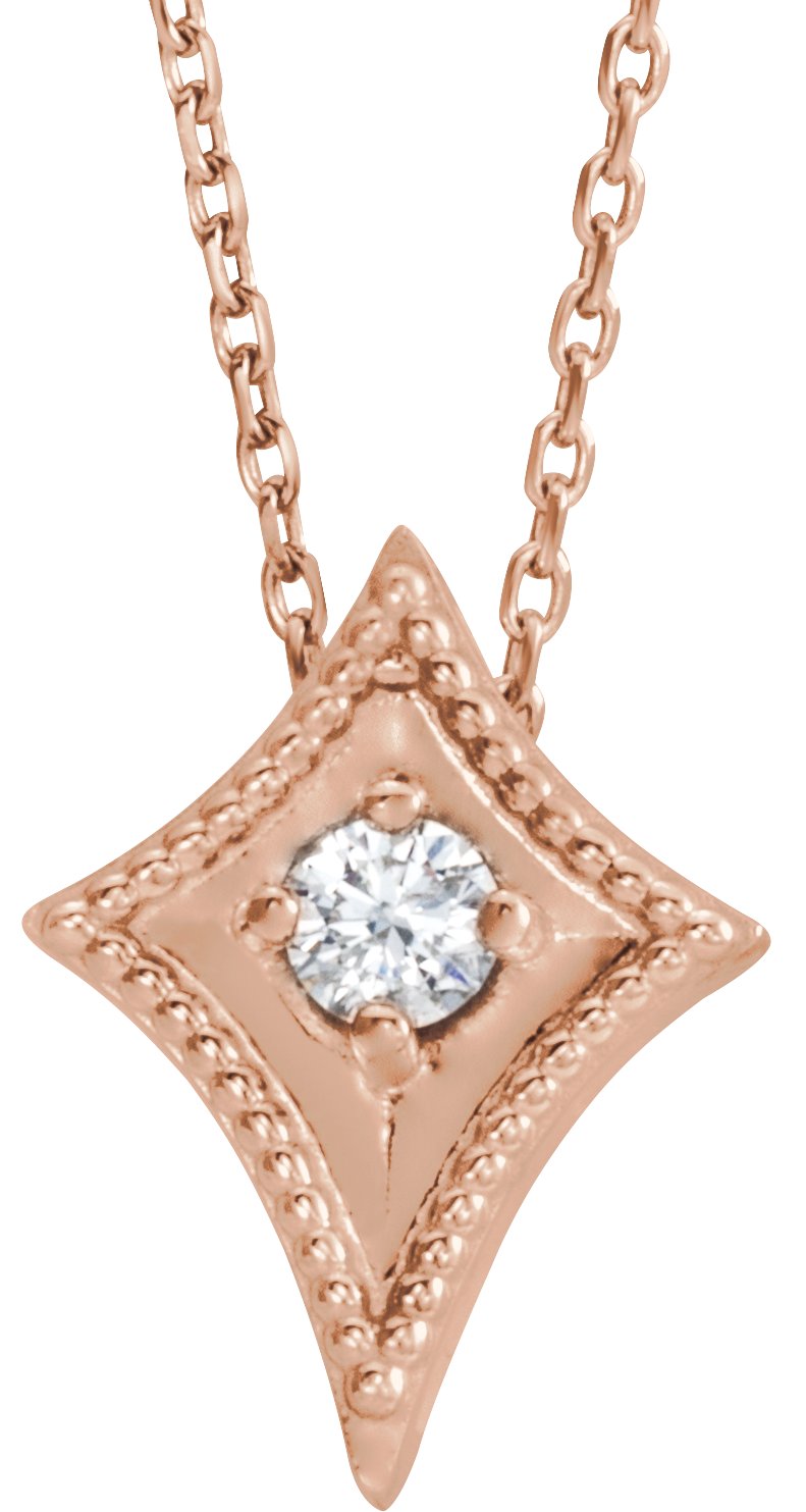 14K Rose .10 CTW Diamond Kite 16 18 inch Necklace Ref. 13396390