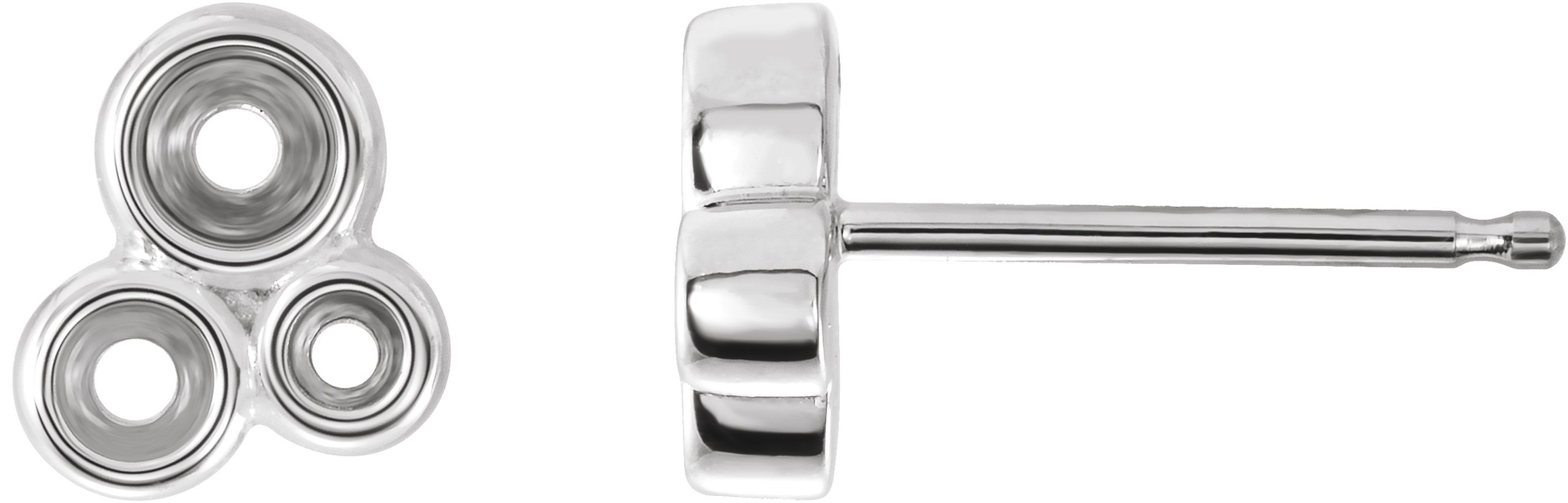 14K White Left Geometric Cluster Earring Mounting