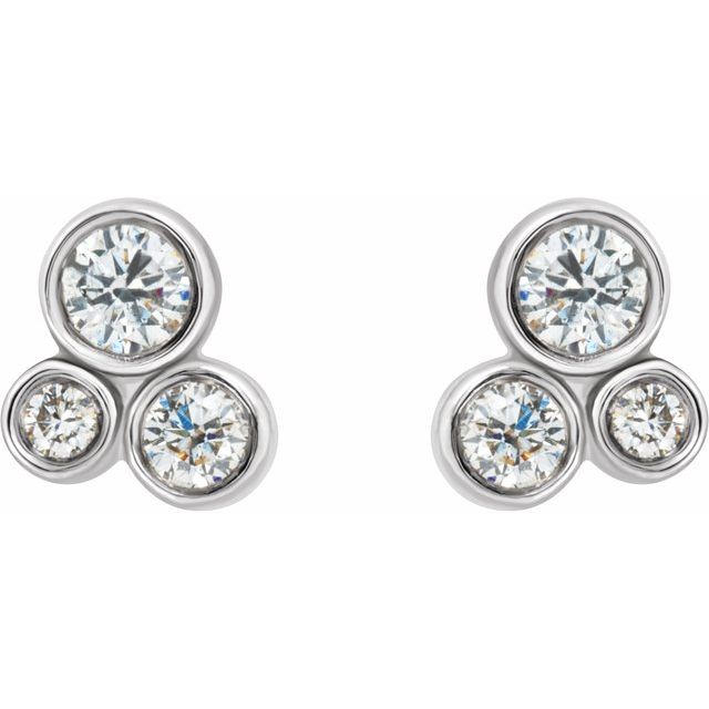 14K White 1/5 CTW Natural Diamond Geometric Cluster Earrings 