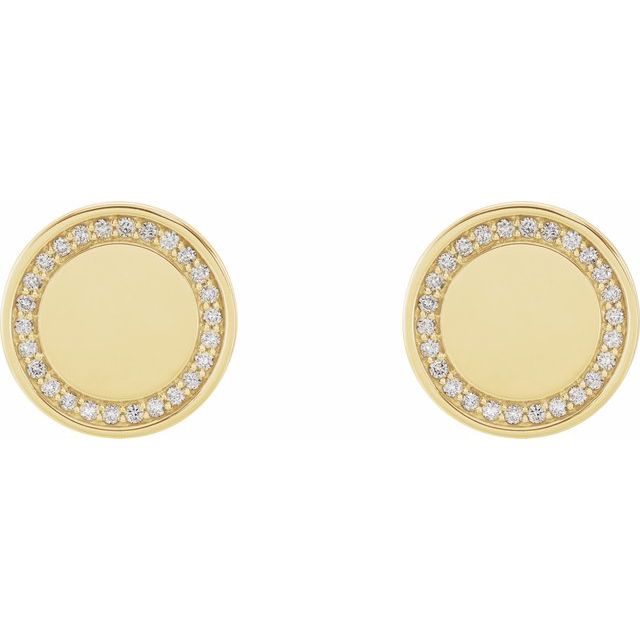 14K Yellow 1/4 CTW Diamond Engravable Earrings  