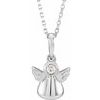 14K White .03 CT Diamond Youth Angel 15 inch Necklace Ref. 13468197