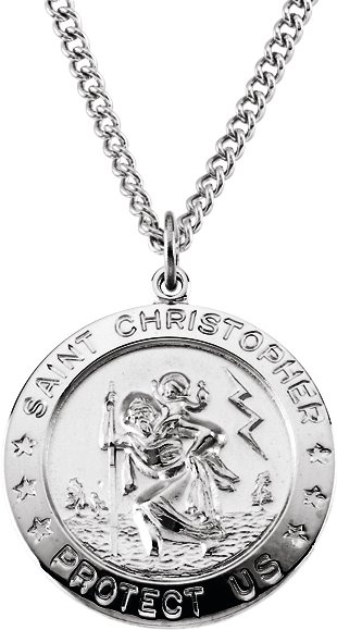 Sterling Silver 25 mm St. Christopher Medal 24