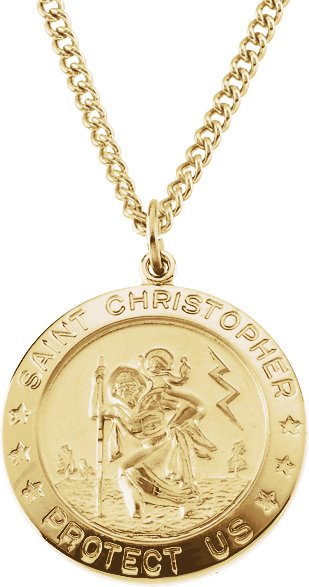 Yellow Gold Filled 25 mm St. Christopher Medal 24