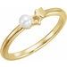 14K Yellow Freshwater Cultured Pearl Youth Double Star Ring  