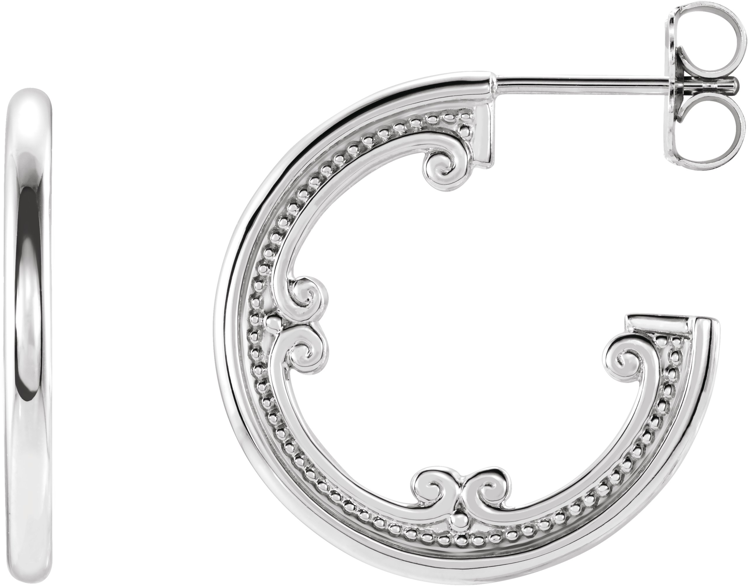 Platinum 20 mm Vintage-Inspired Hoop Earrings