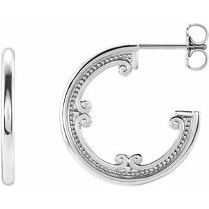 Platinum 20 mm Vintage-Inspired Hoop Earrings