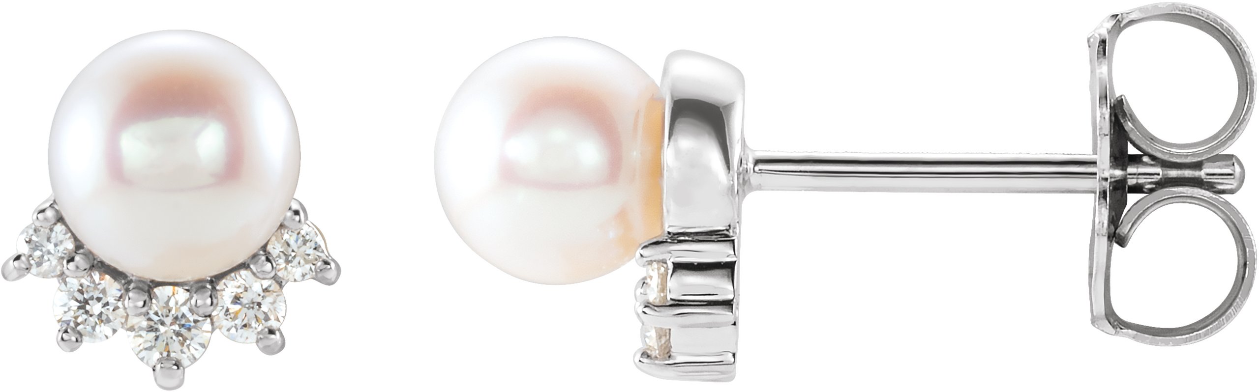 14K Rose .08 CTW Natural Diamond Semi-Set Earrings for 4.5-5 mm Pearl