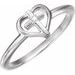 Sterling Silver .01 CT Natural Diamond Cross & Heart Ring