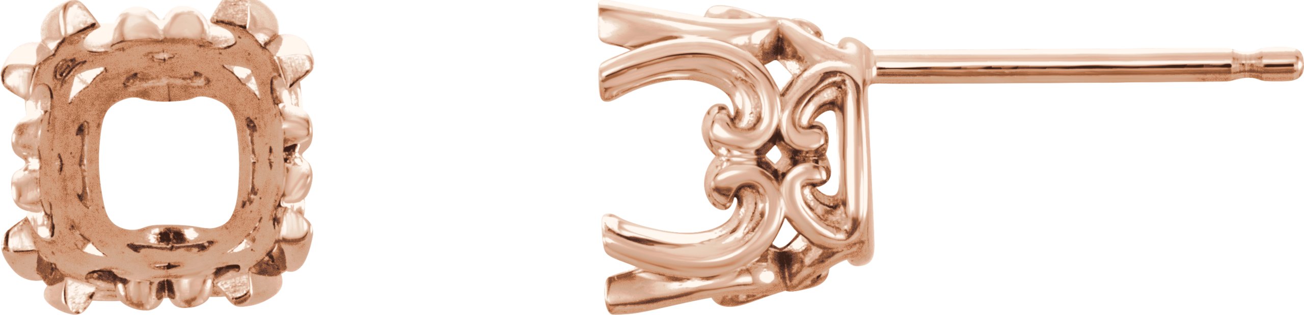 Cushion Double 4-Prong Scroll Earrings