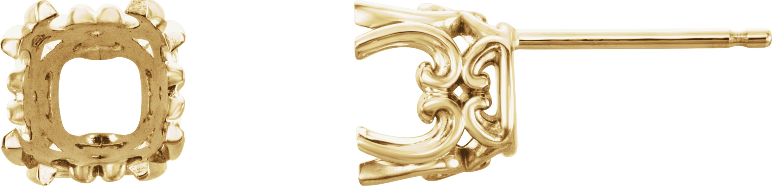 Cushion Double 4-Prong Scroll Earrings